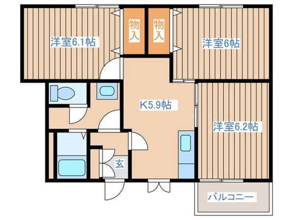 ヒルサイドハウスWⅡの物件間取画像